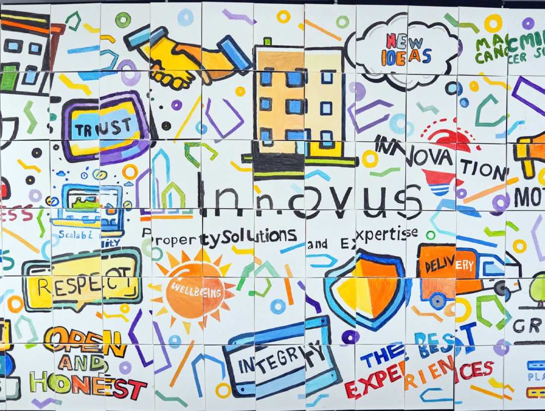 The mural put together at the Innovus summer event